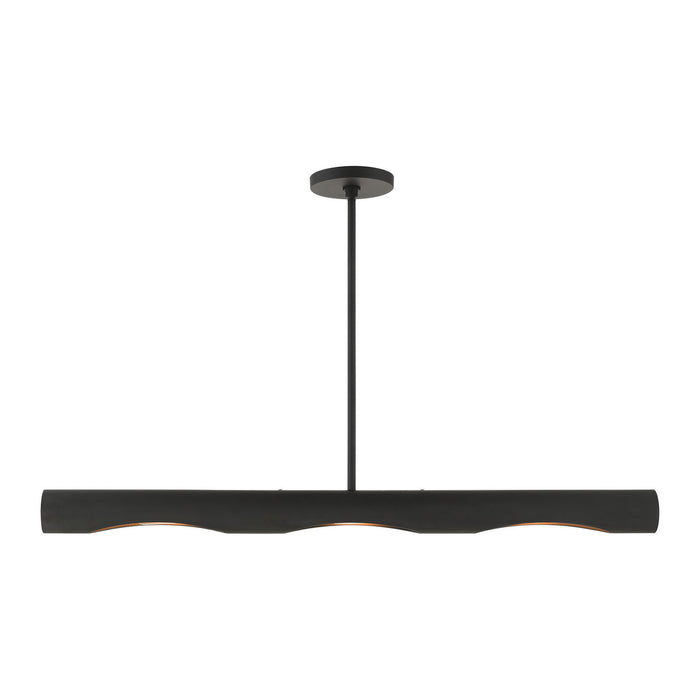 Livex Lighting 45897-04 Three Light Linear Chandelier, Black