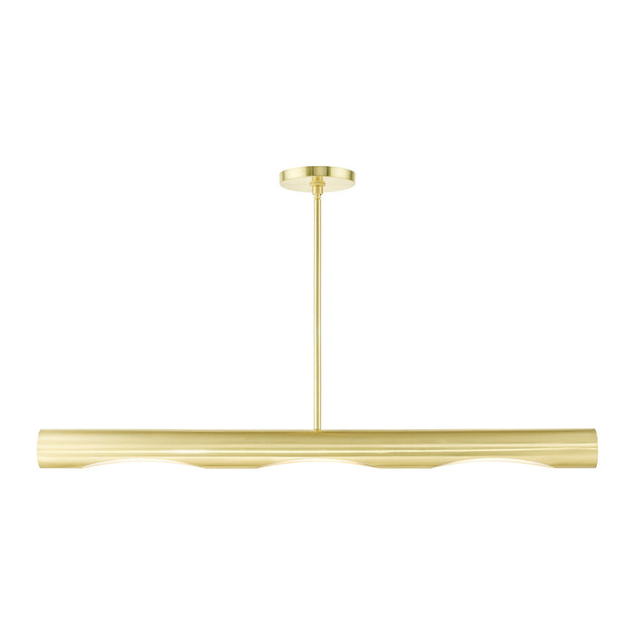 Livex Lighting 45897-12 Three Light Linear Chandelier, Satin Brass