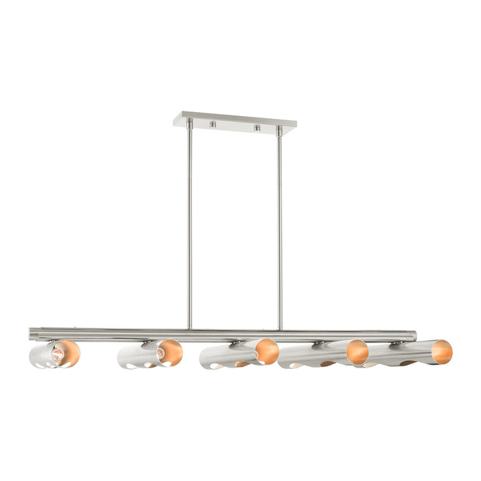 Livex Lighting 45898-91 Ten Light Linear Chandelier, Brushed Nickel
