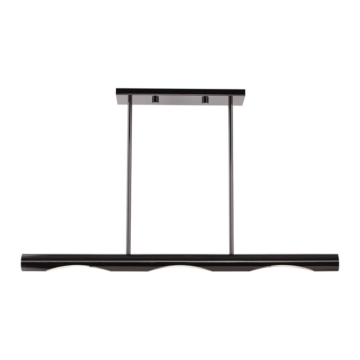 Livex Lighting 45917-46 Three Light Linear Chandelier, Black Chrome