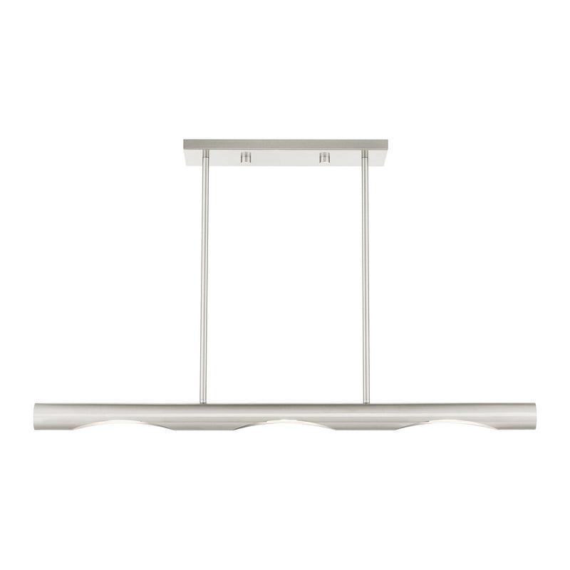 Livex Lighting 45917-91 Three Light Linear Chandelier, Brushed Nickel