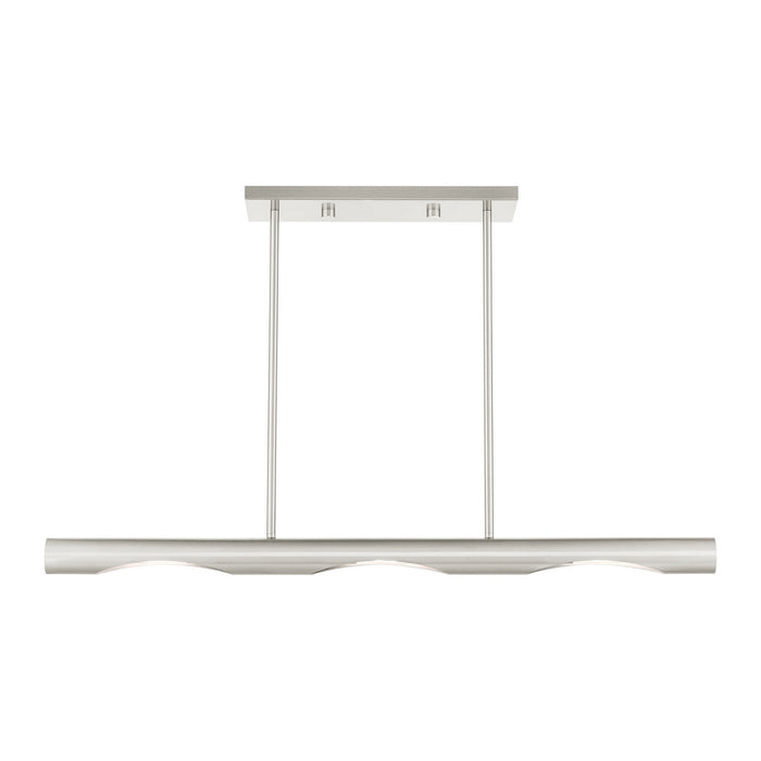 Livex Lighting 45917-91 Three Light Linear Chandelier, Brushed Nickel