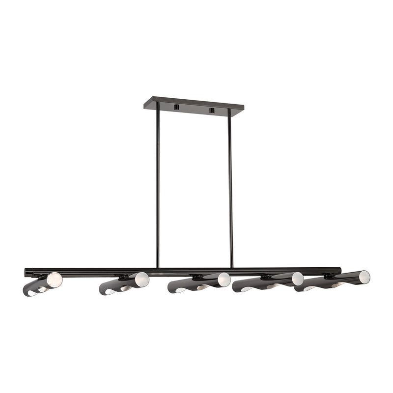 Livex Lighting 45918-46 Ten Light Linear Chandelier, Black Chrome