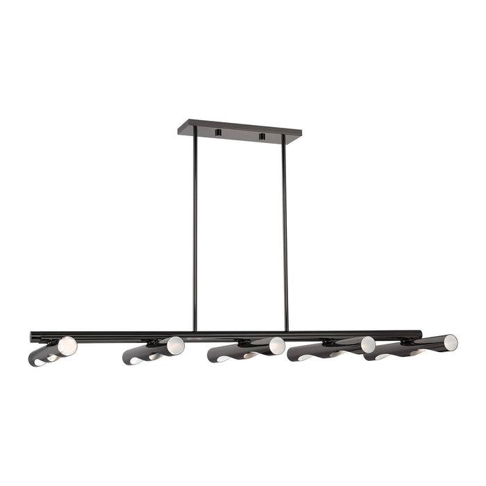 Livex Lighting 45918-46 Ten Light Linear Chandelier, Black Chrome