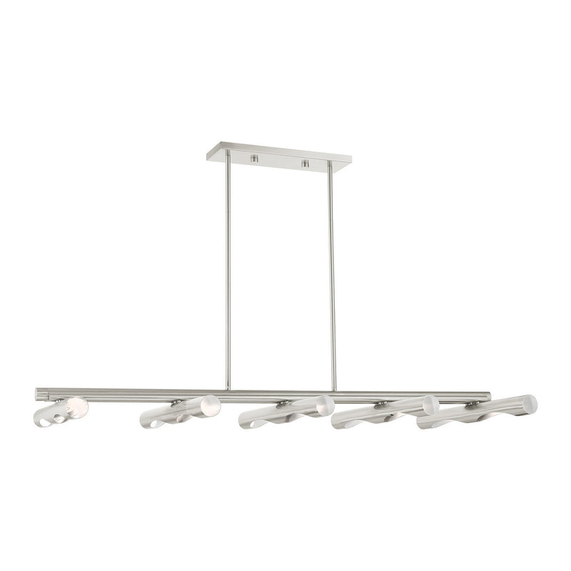 Livex Lighting 45918-91 Ten Light Linear Chandelier, Brushed Nickel