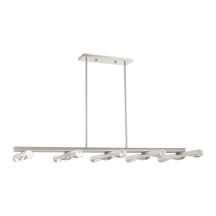 Livex Lighting 45918-91 Ten Light Linear Chandelier, Brushed Nickel
