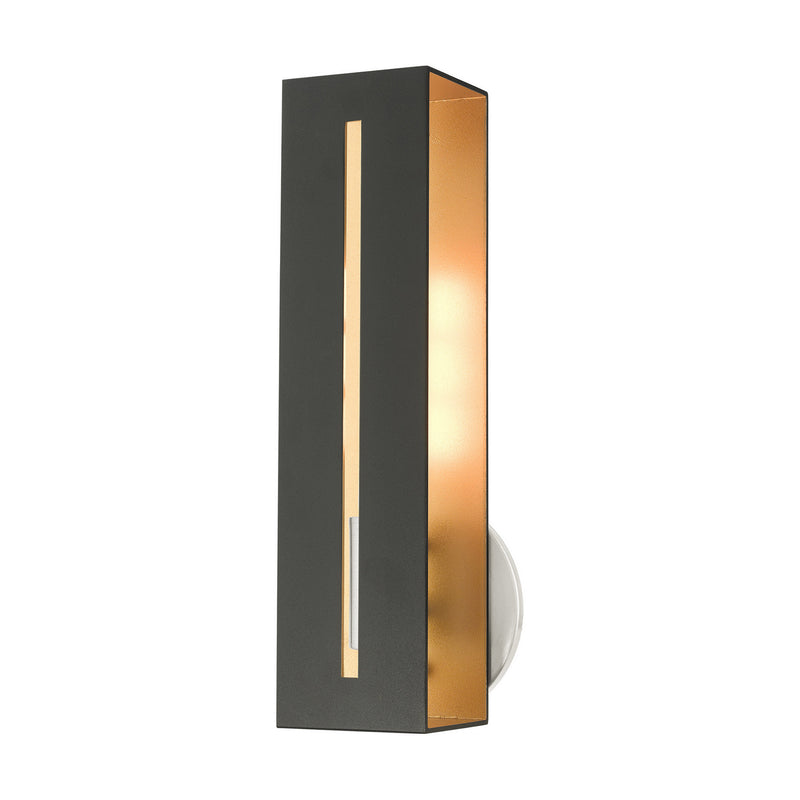 Livex Lighting 45953-14 One Light Wall Sconce, Textured Black w/ Brushed Nickels