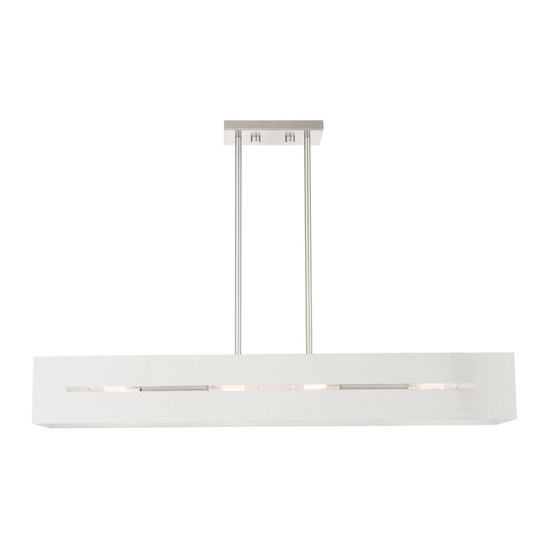 Livex Lighting 45957-91 Four Light Linear Chandelier, Brushed Nickel