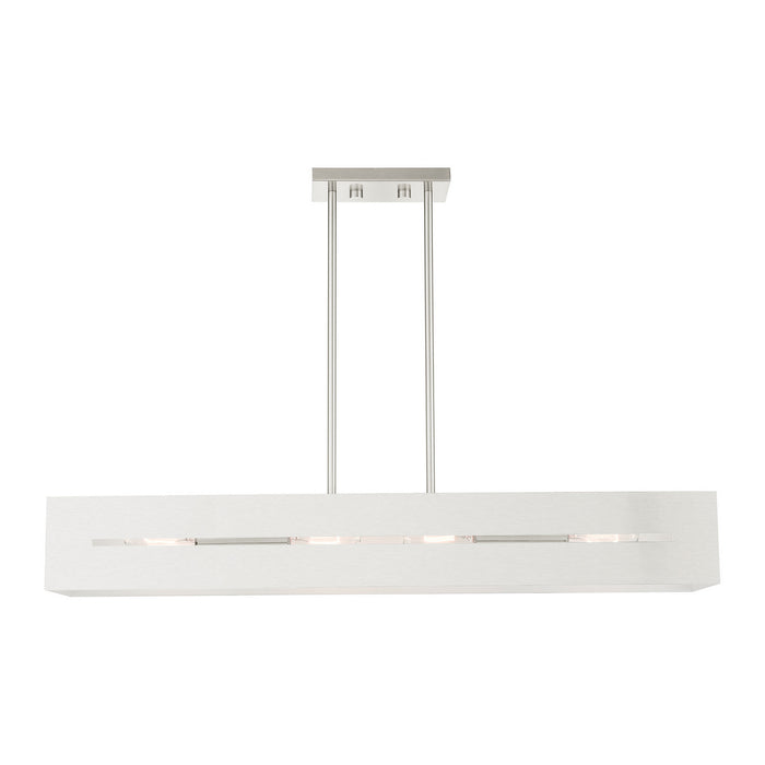 Livex Lighting 45957-91 Four Light Linear Chandelier, Brushed Nickel