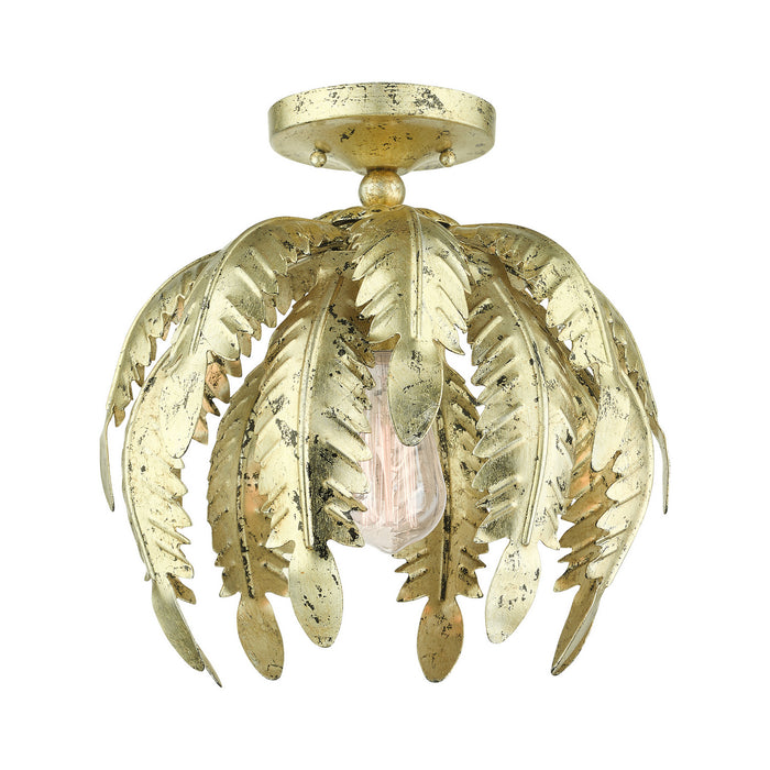 Livex Lighting 46231-28 One Light Semi Flush Mount, Hand Applied Winter Gold