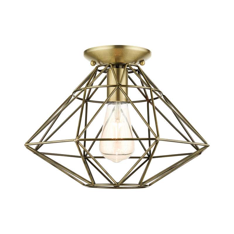 Livex Lighting 46248-01 One Light Flush Mount, Antique Brass