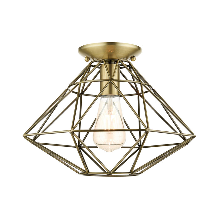 Livex Lighting 46248-01 One Light Flush Mount, Antique Brass