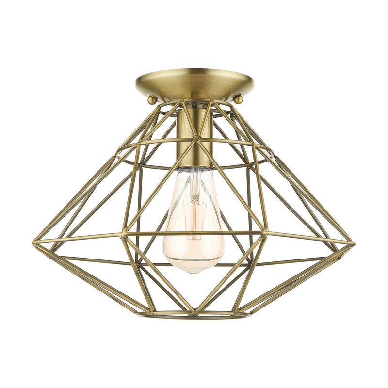 Livex Lighting 46248-01 One Light Flush Mount, Antique Brass