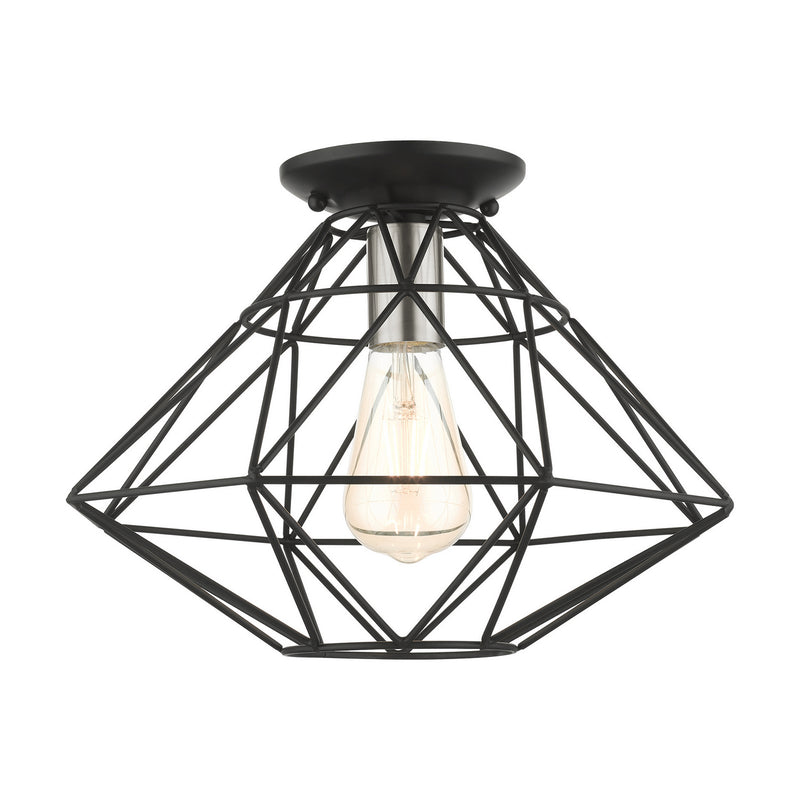 Livex Lighting 46248-04 One Light Flush Mount, Black w/ Brushed Nickels