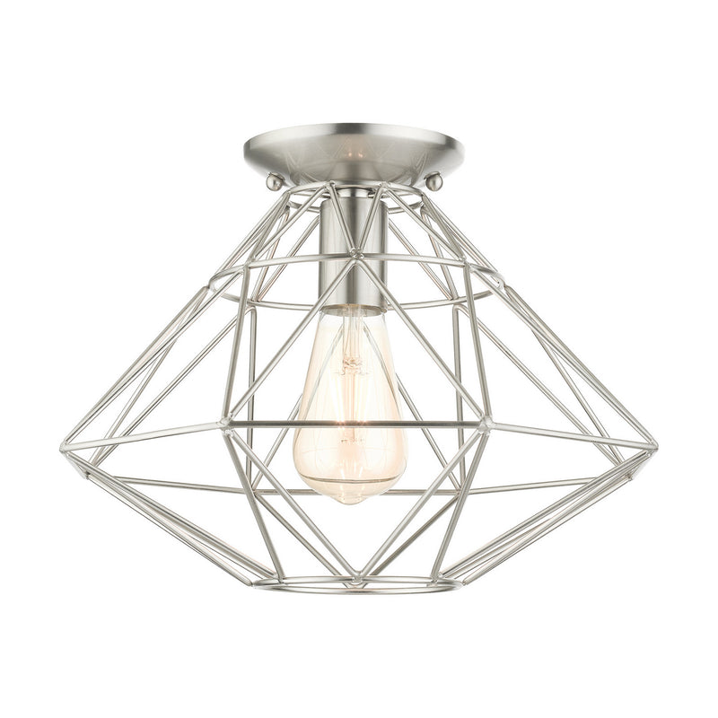 Livex Lighting 46248-91 One Light Flush Mount, Brushed Nickel
