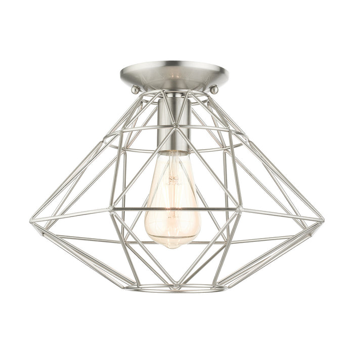 Livex Lighting 46248-91 One Light Flush Mount, Brushed Nickel