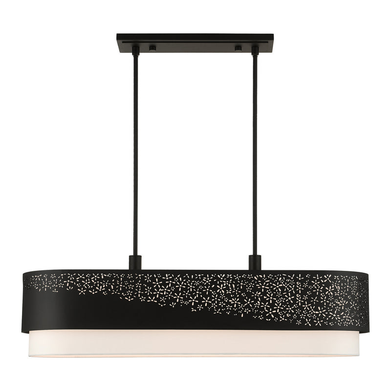 Livex Lighting 46258-04 Six Light Linear Chandelier, Black