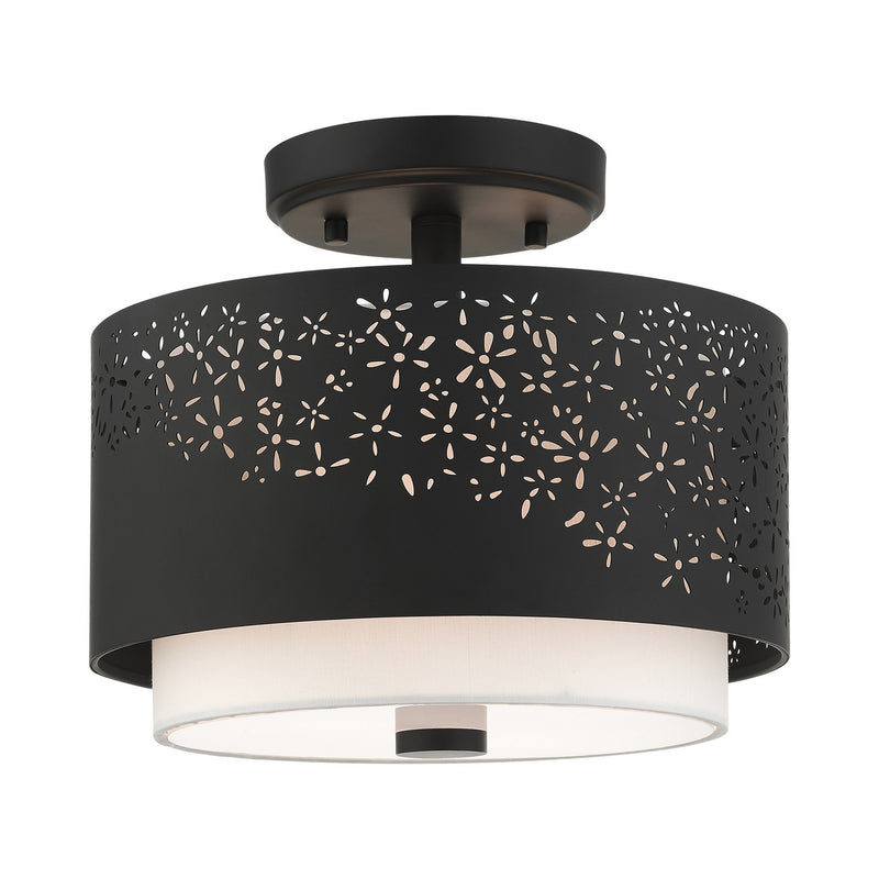 Livex Lighting 46267-04 Two Light Semi Flush Mount, Black