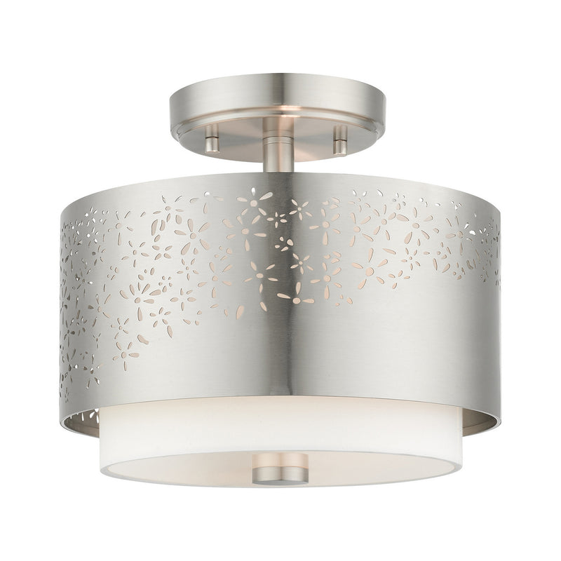 Livex Lighting 46267-91 Two Light Semi Flush Mount, Brushed Nickel