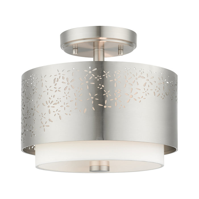 Livex Lighting 46267-91 Two Light Semi Flush Mount, Brushed Nickel
