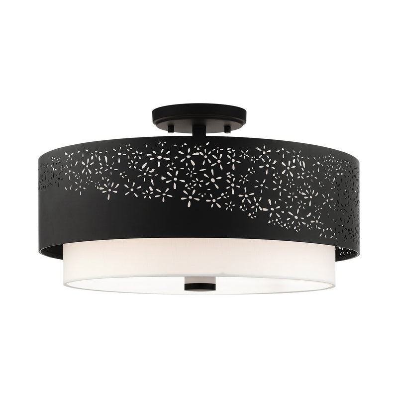 Livex Lighting 46269-04 Four Light Semi Flush Mount, Black