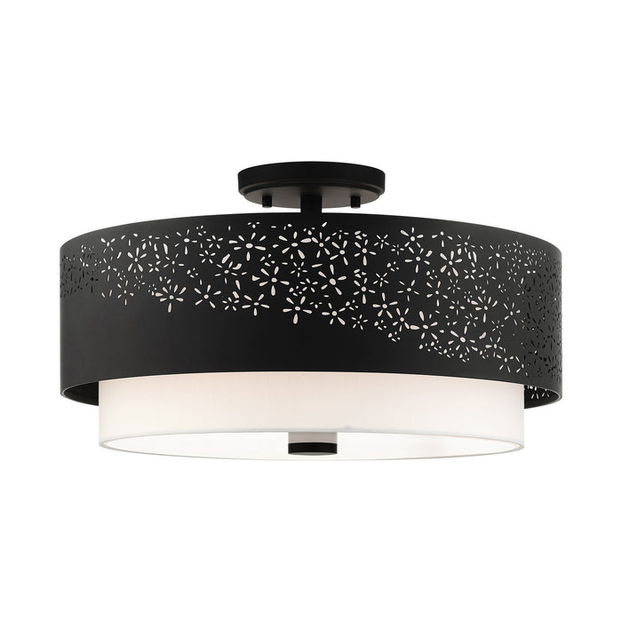 Livex Lighting 46269-04 Four Light Semi Flush Mount, Black