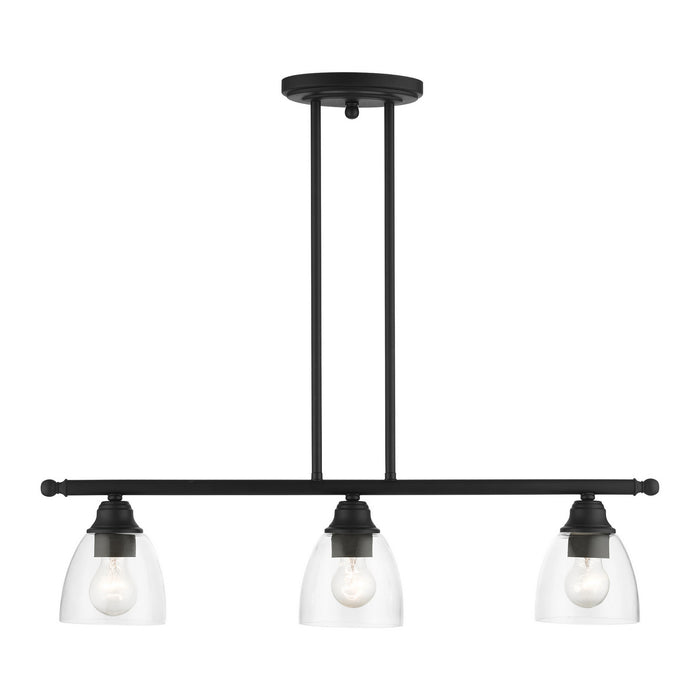 Livex Lighting 46337-04 Three Light Linear Chandelier, Black
