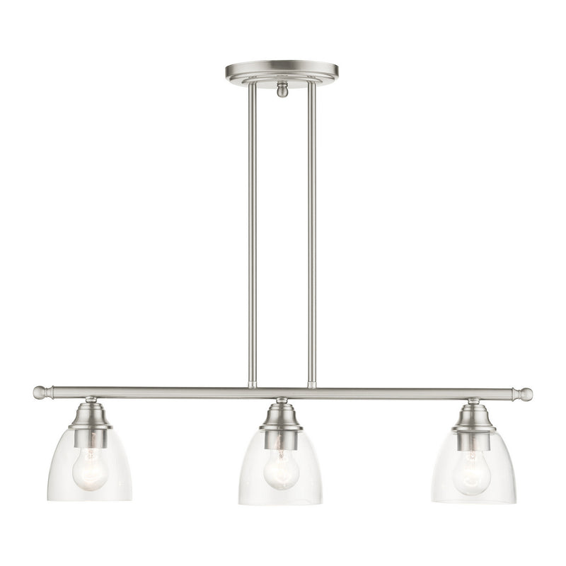 Livex Lighting 46337-91 Three Light Linear Chandelier, Brushed Nickel