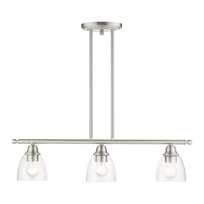 Livex Lighting 46337-91 Three Light Linear Chandelier, Brushed Nickel