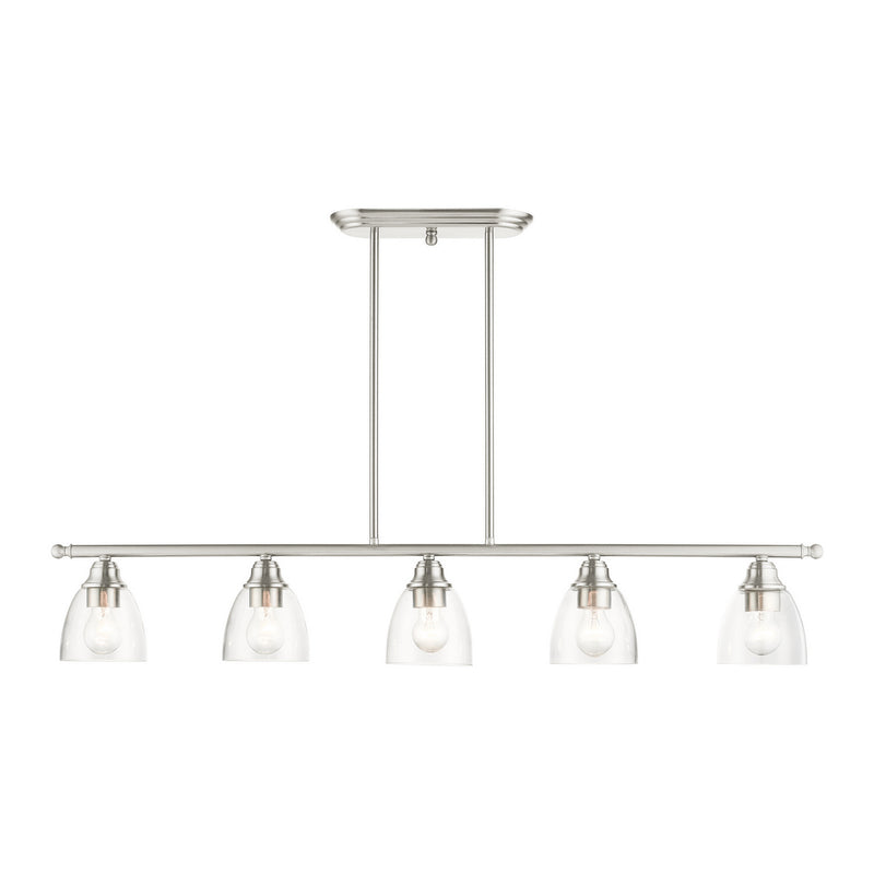 Livex Lighting 46338-91 Five Light Linear Chandelier, Brushed Nickel
