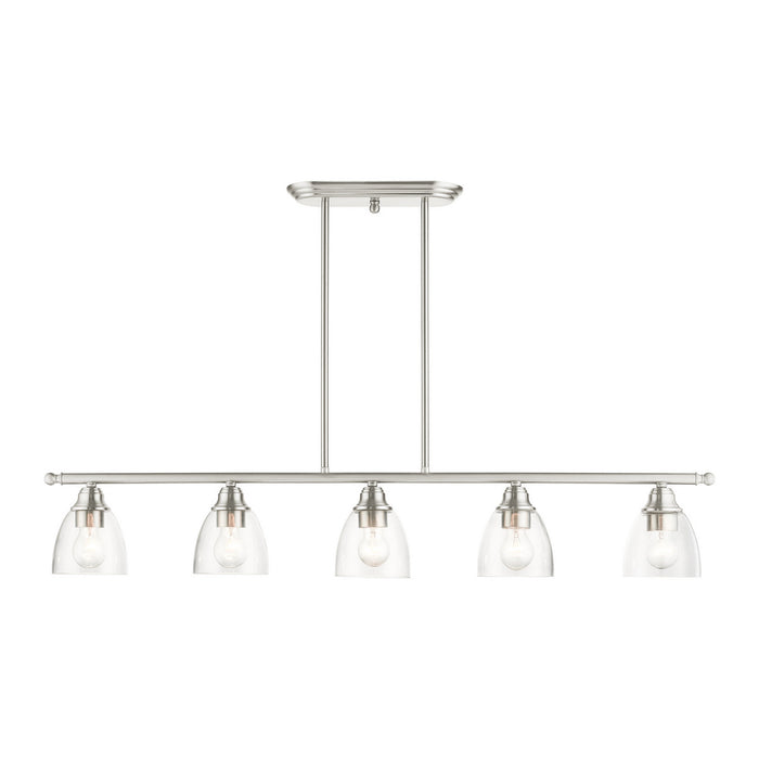 Livex Lighting 46338-91 Five Light Linear Chandelier, Brushed Nickel
