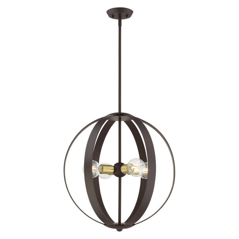 Livex Lighting 46415-07 Four Light Chandelier, Bronze w/ Satin Brasss