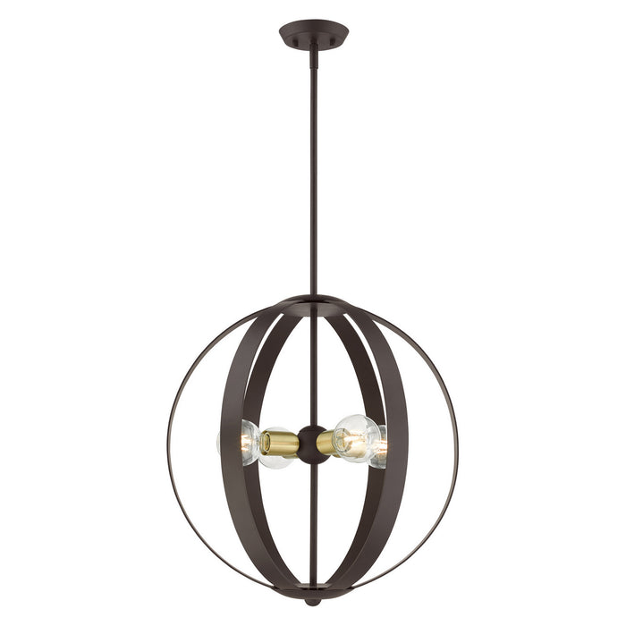 Livex Lighting 46415-07 Four Light Chandelier, Bronze w/ Satin Brasss
