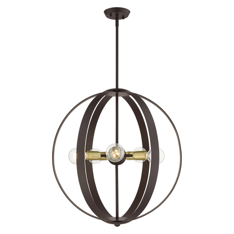 Livex Lighting 46416-07 Five Light Chandelier, Bronze w/ Satin Brasss