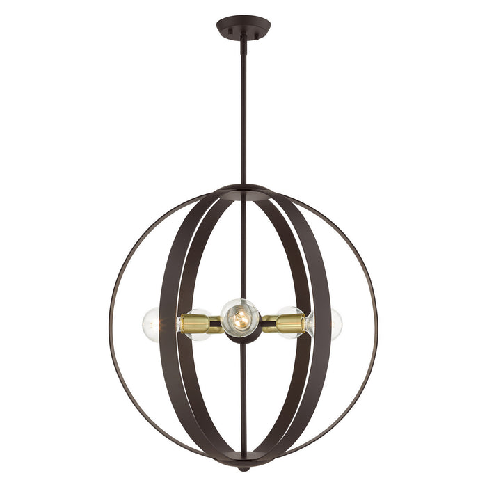 Livex Lighting 46416-07 Five Light Chandelier, Bronze w/ Satin Brasss