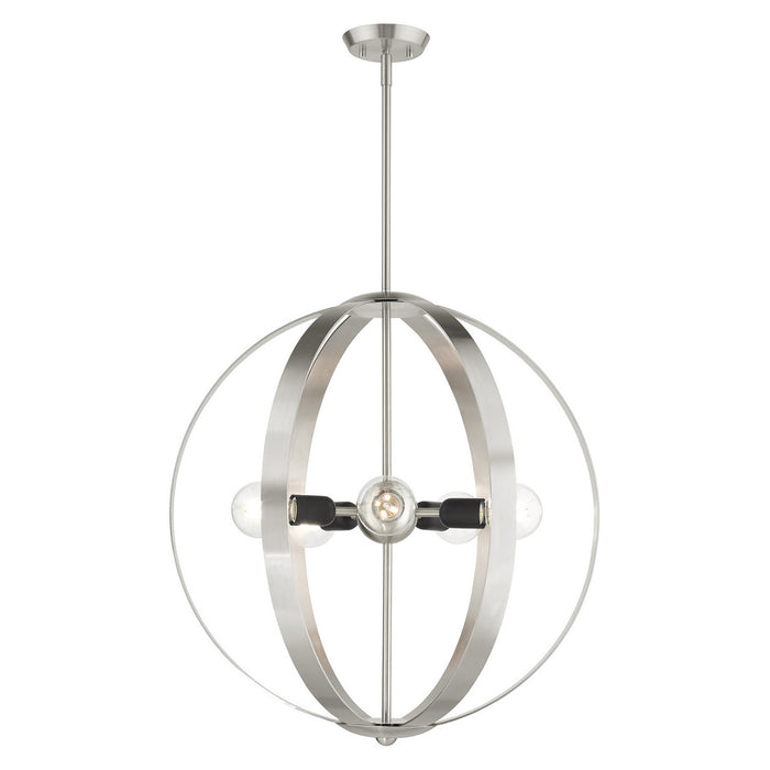 Livex Lighting 46416-91 Five Light Chandelier, Brushed Nickel w/ Blacks
