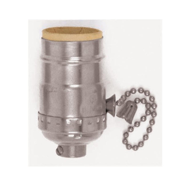 Satco 90-1668 On-Off Pull Chain Socket, Polished Nickel