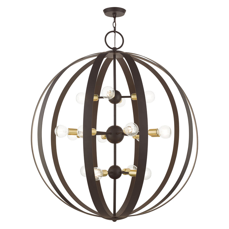 Livex Lighting 46418-07 16 Light Foyer Chandelier, Bronze w/ Satin Brasss