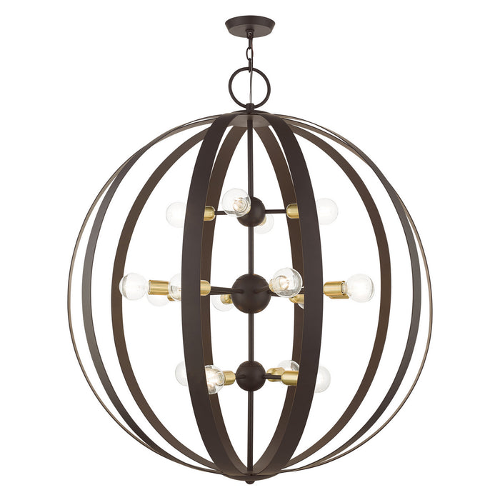Livex Lighting 46418-07 16 Light Foyer Chandelier, Bronze w/ Satin Brasss