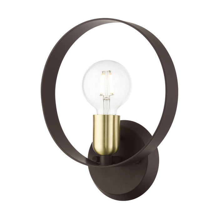 Livex Lighting 46421-07 One Light Wall Sconce, Bronze w/ Satin Brasss