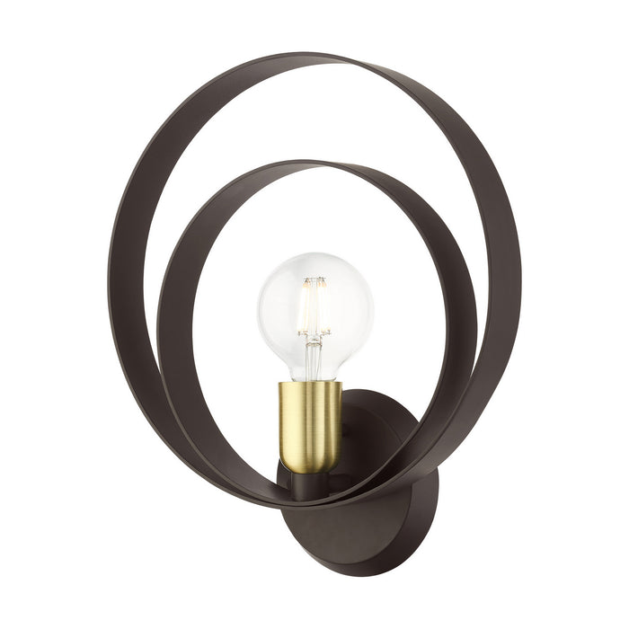 Livex Lighting 46422-07 One Light Wall Sconce, Bronze w/ Satin Brasss