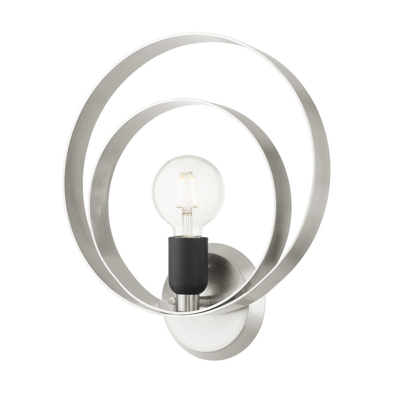 Livex Lighting 46422-91 One Light Wall Sconce, Brushed Nickel w/ Blacks