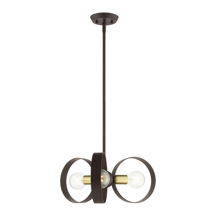 Livex Lighting 46423-07 Three Light Chandelier, Bronze w/ Satin Brasss