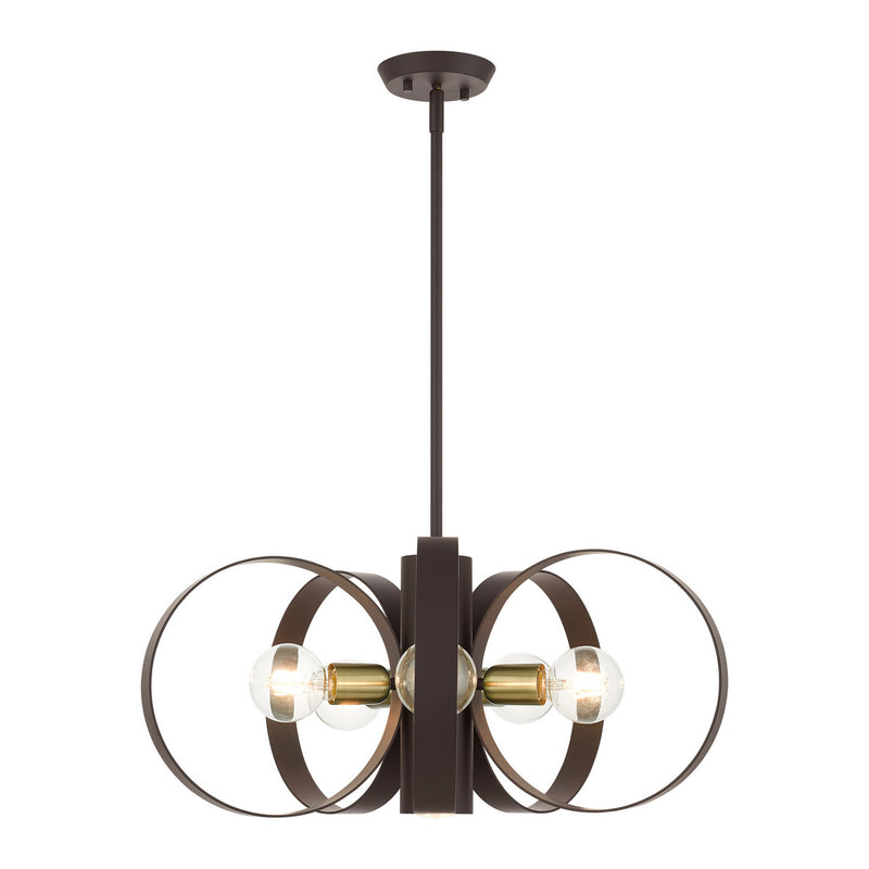 Livex Lighting 46425-07 Six Light Chandelier, Bronze w/ Satin Brasss