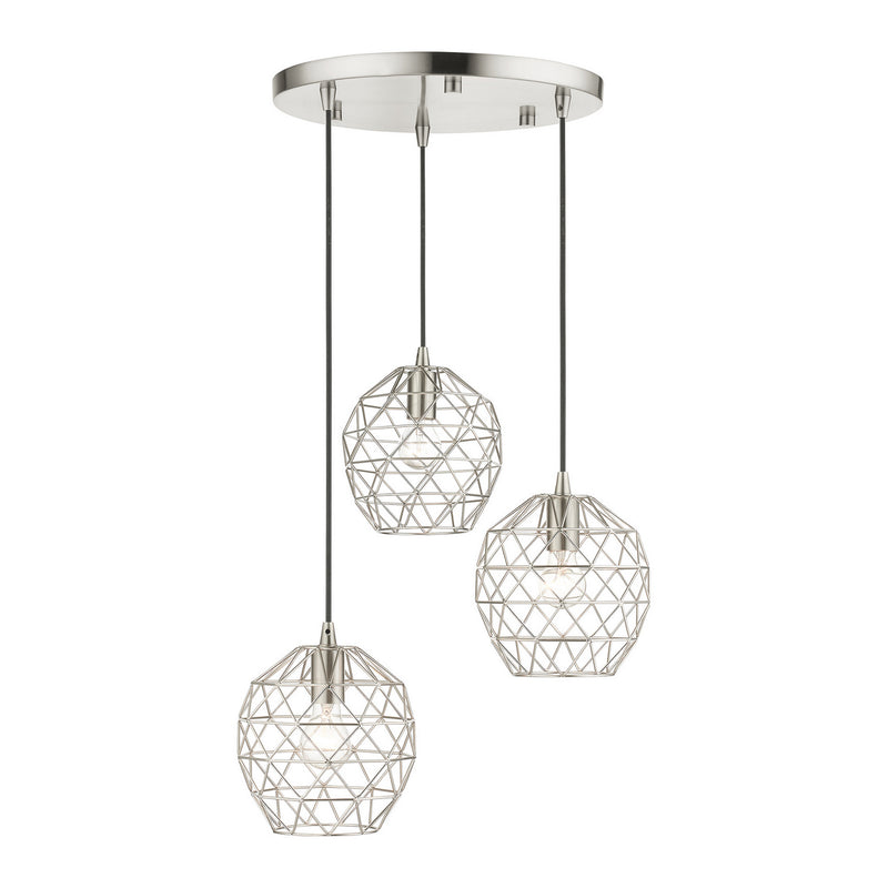 Livex Lighting 46593-91 Three Light Pendant, Brushed Nickel