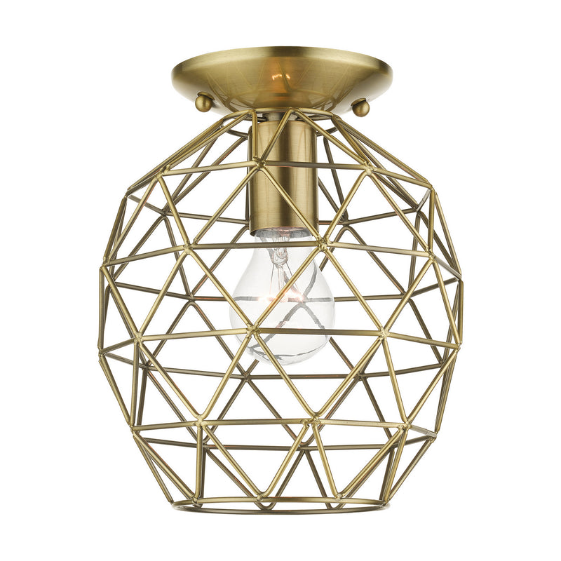 Livex Lighting 46598-01 One Light Flush Mount, Antique Brass
