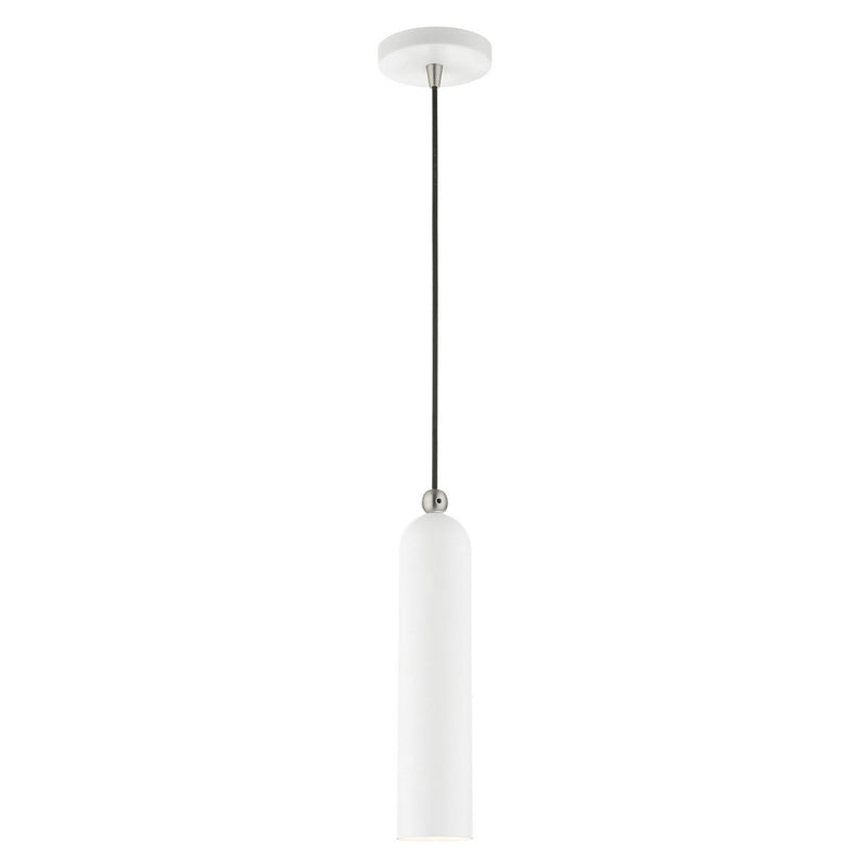 Livex Lighting 46751-03 One Light Pendant, White w/ Brushed Nickels