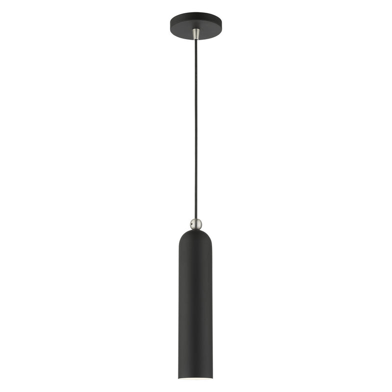 Livex Lighting 46751-04 One Light Pendant, Black w/ Brushed Nickels