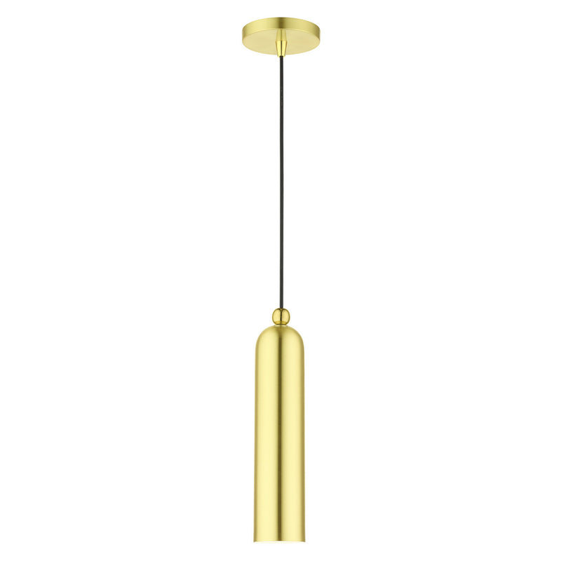 Livex Lighting 46751-12 One Light Pendant, Satin Brass w/ Polished Brasss