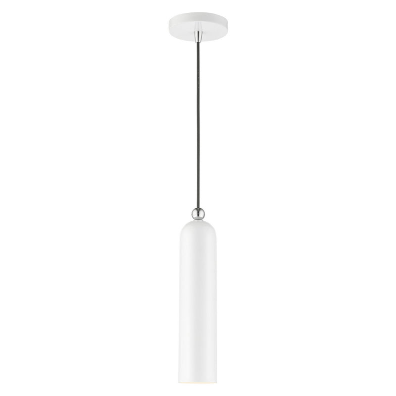 Livex Lighting 46751-69 One Light Pendant, Shiny White w/ Polished Chromes